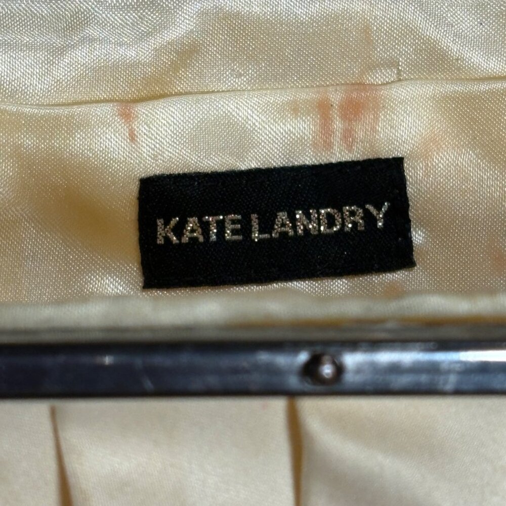 Vintage Kate Landry Pleated Satin Clutch Silver Chain Strap & Rhinestone Clasp - Picture 12 of 16